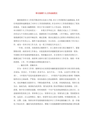审计助理个人工作总结范文 