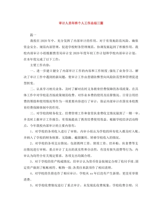 审计人员年终个人工作总结三篇 