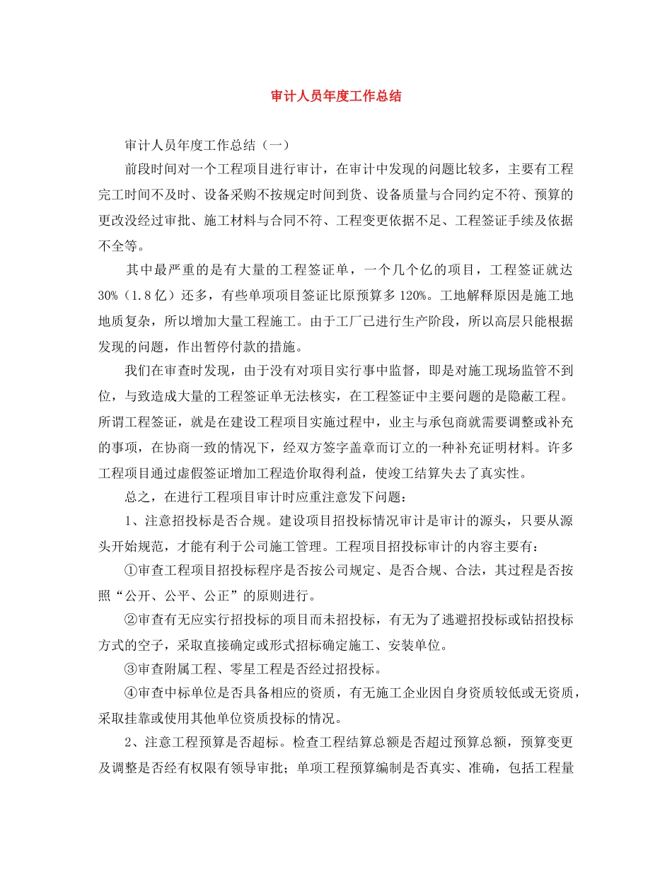 审计人员年度工作总结 _第1页