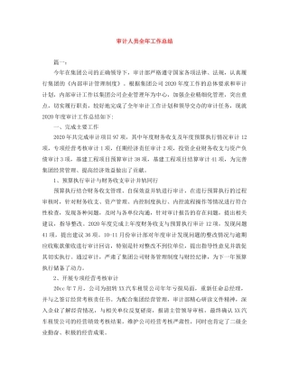 审计人员全年工作总结 