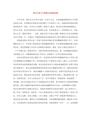审计人员个人年度工作总结示例 
