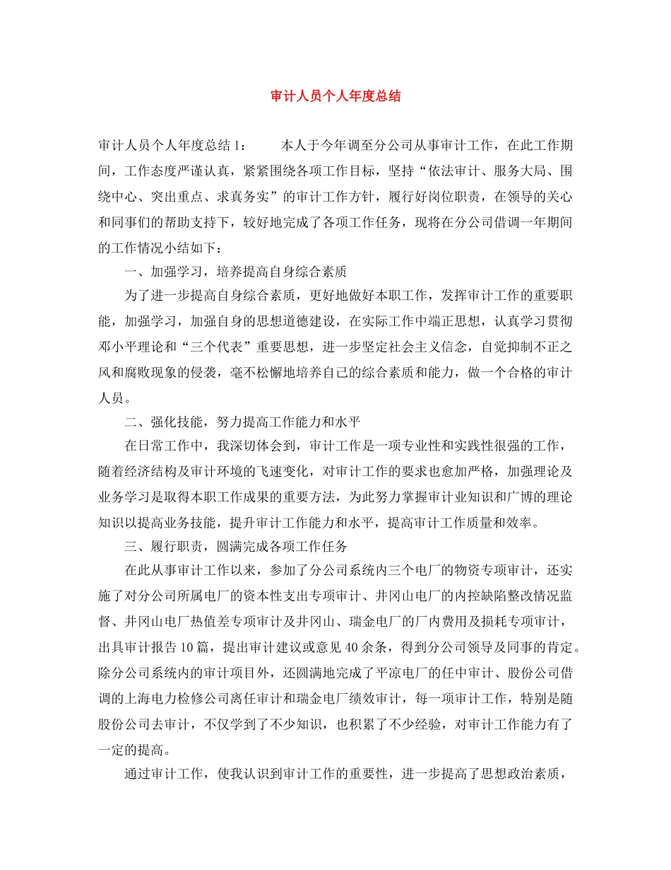 审计人员个人年度总结 _第1页