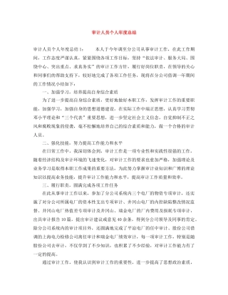 审计人员个人年度总结 