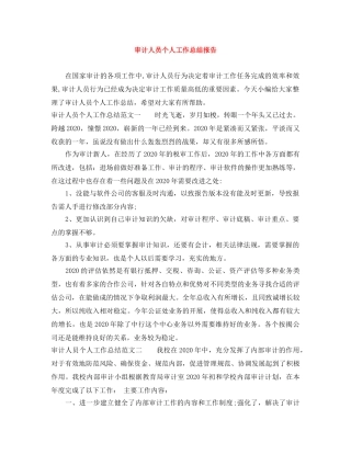 审计人员个人工作总结报告 