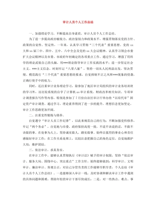 审计人员个人工作总结 