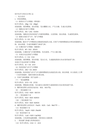 初中化学方程式分类汇总