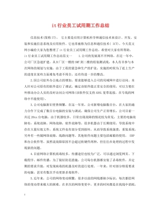 it行业员工试用期工作总结