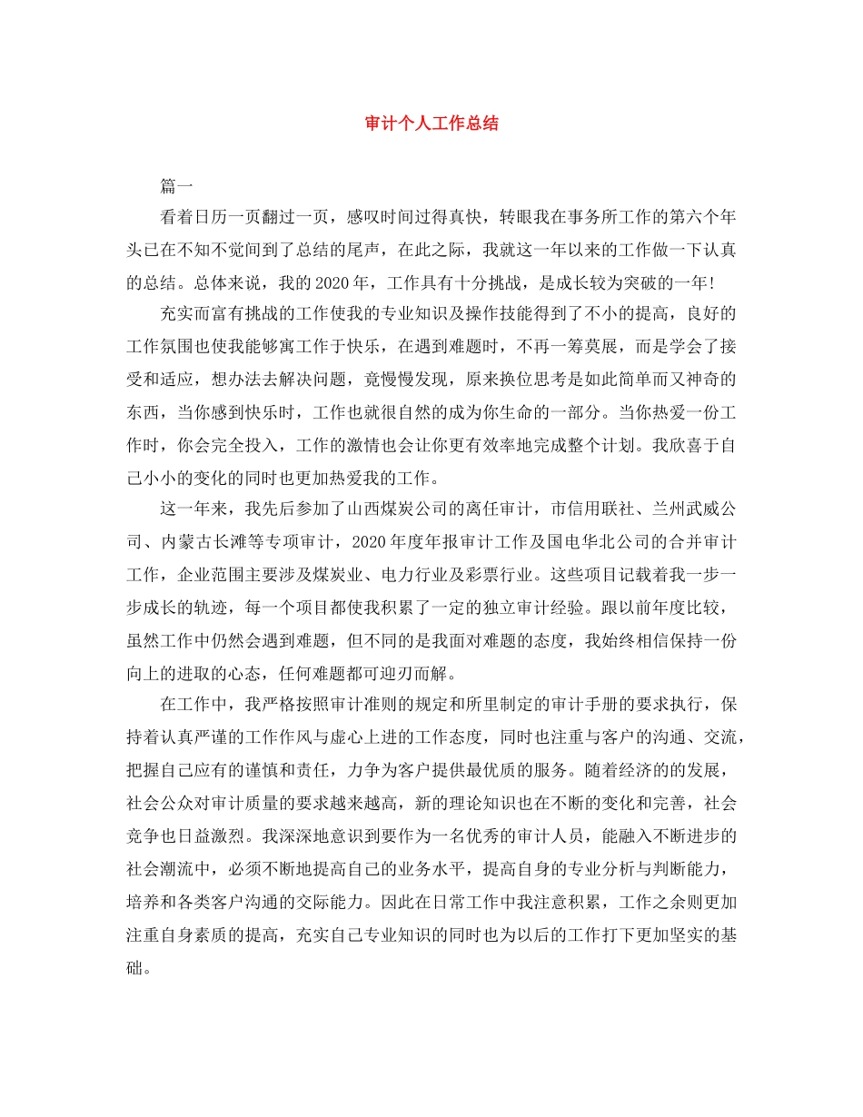 审计个人工作总结 _第1页