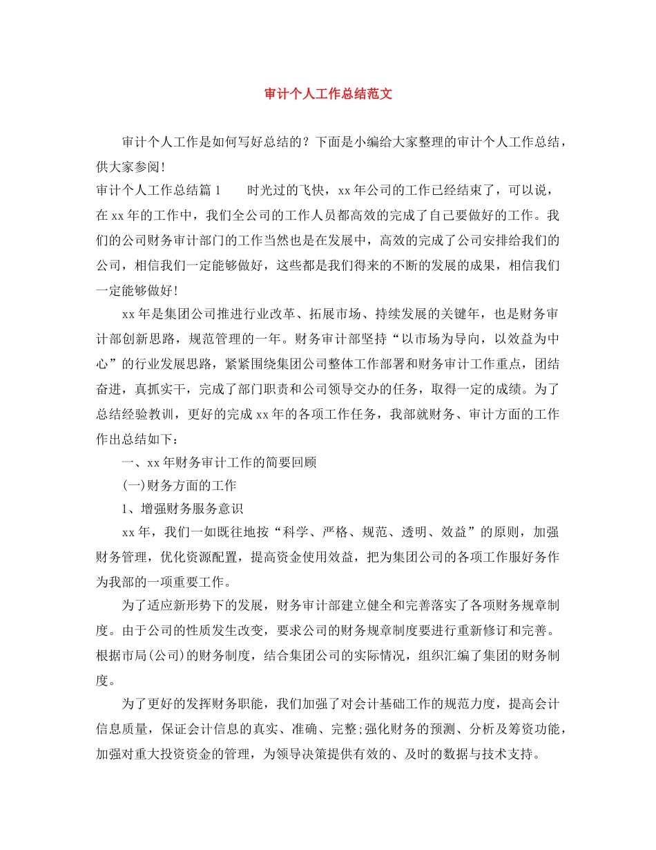 审计个人工作总结范文 _第1页