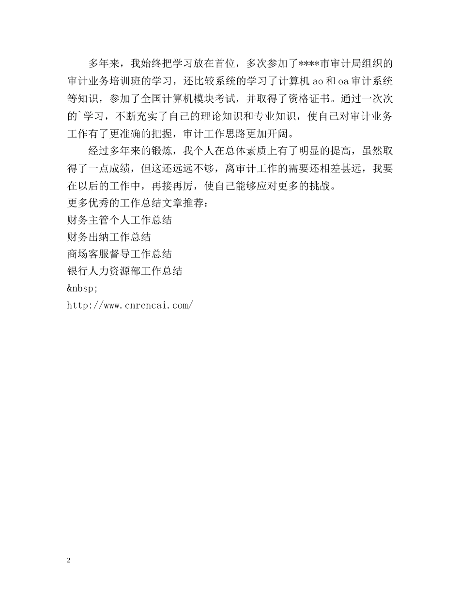 审计个人工作总结 (2) _第2页