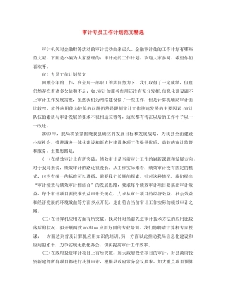 审计专员工作计划范文精选 