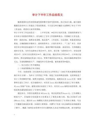 审计下半年工作总结范文 