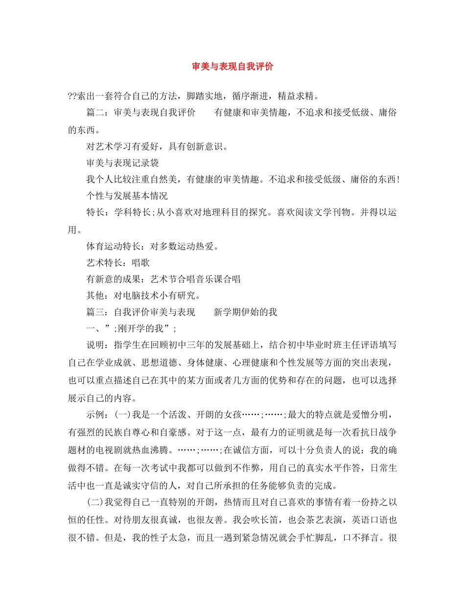 审美与表现自我评价 _第1页