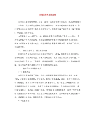 水利所年终工作总结