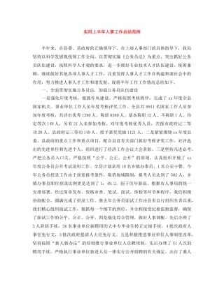 实用上半年人事工作总结范例 
