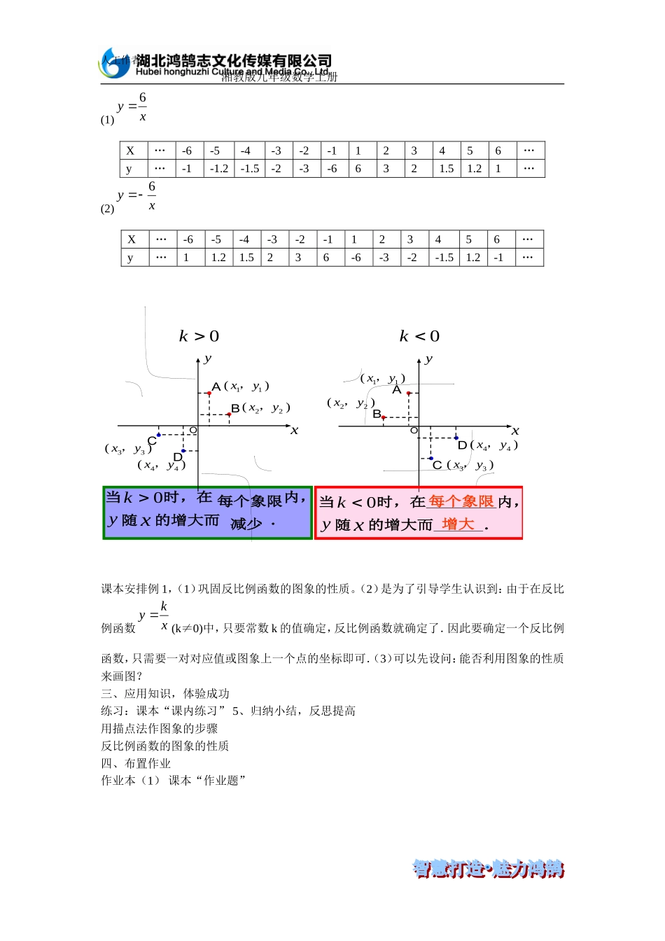 （导学案）122反比例函数的图像和性质（二）_第2页