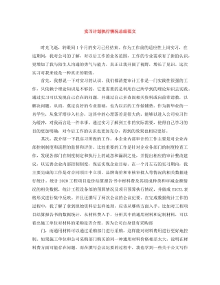 实习计划执行情况总结范文 