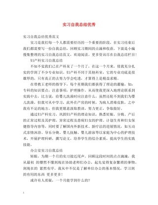 实习自我总结优秀 