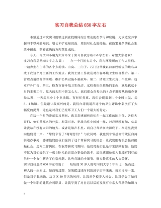 实习自我总结650字左右 