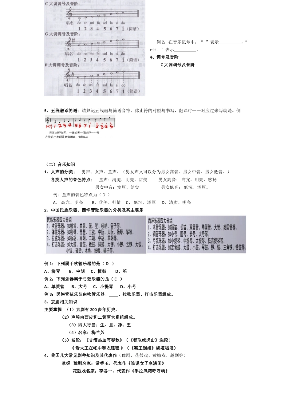 2015云市初中音乐毕业会考复习资料_第2页