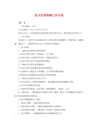 实习生试用期工作计划 