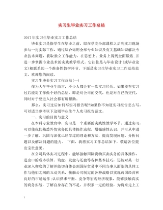 实习生毕业实习工作总结 