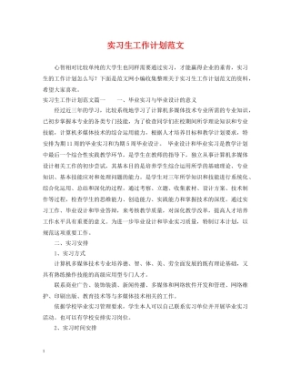 实习生工作计划范文 