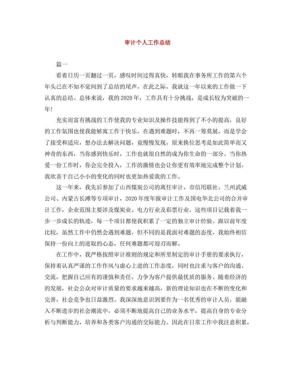 审计个人工作总结_第1页