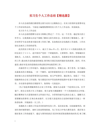 实习生个人工作总结【精选篇】 