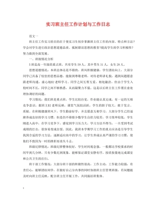 实习班主任工作计划与工作日志 