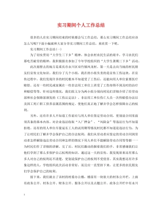 实习期间个人工作总结 