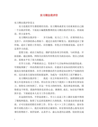 实习期自我评价 