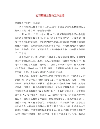 实习期班主任的工作总结 