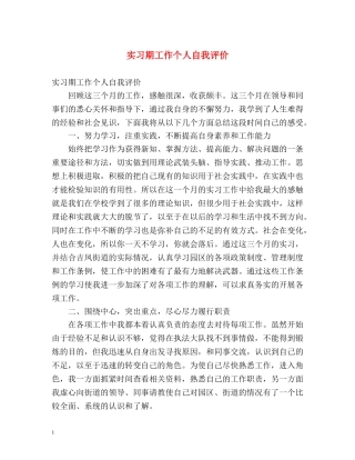 实习期工作个人自我评价 