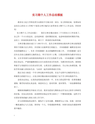 实习期个人工作总结模板 