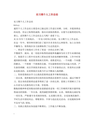 实习期个人工作总结 