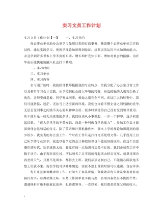 实习文员工作计划 