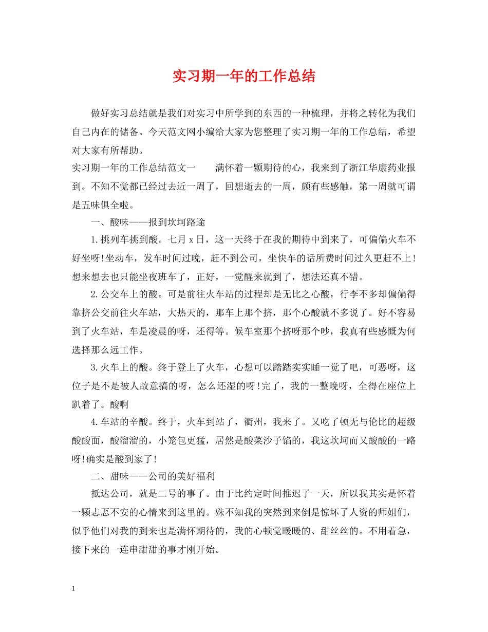 实习期一年的工作总结 _第1页