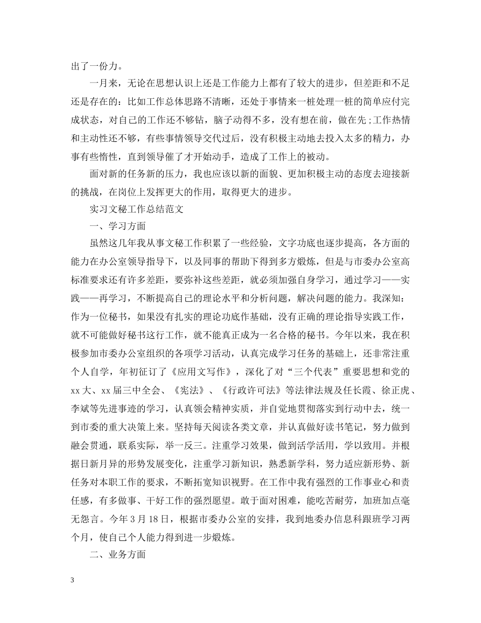 实习文秘工作总结范文 _第3页