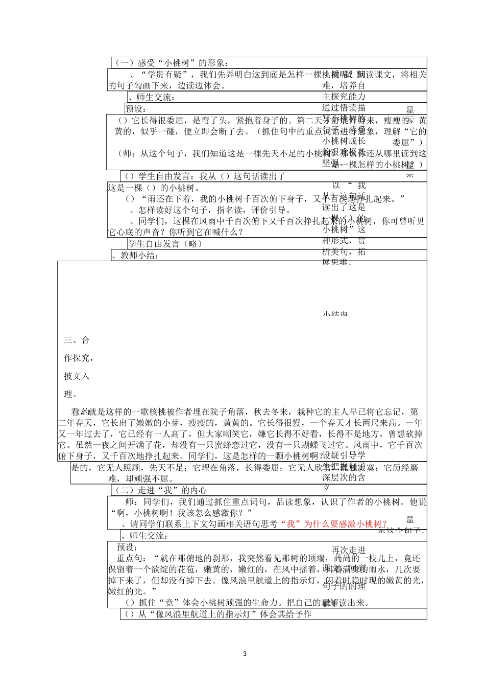 《一颗小桃树》核心素养的教学设计_第3页