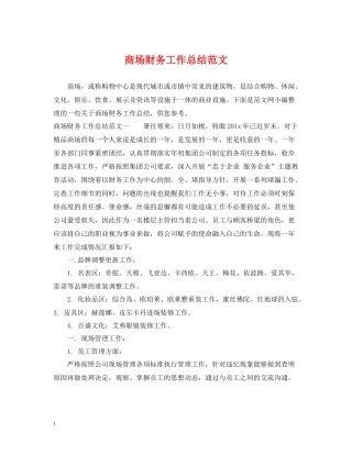 商场财务工作总结范文