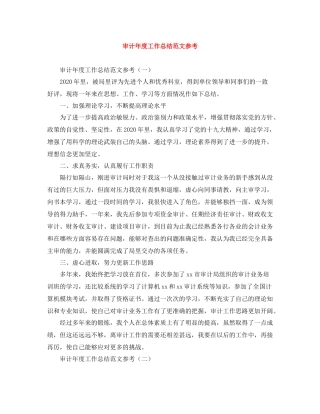 审计年度工作总结范文参考