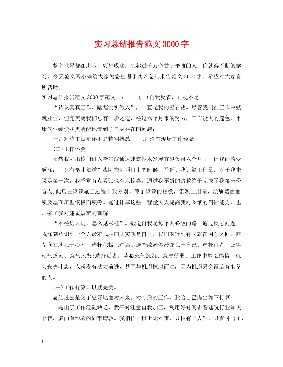 实习总结报告范文3000字 _第1页