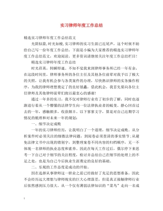 实习律师年度工作总结2 