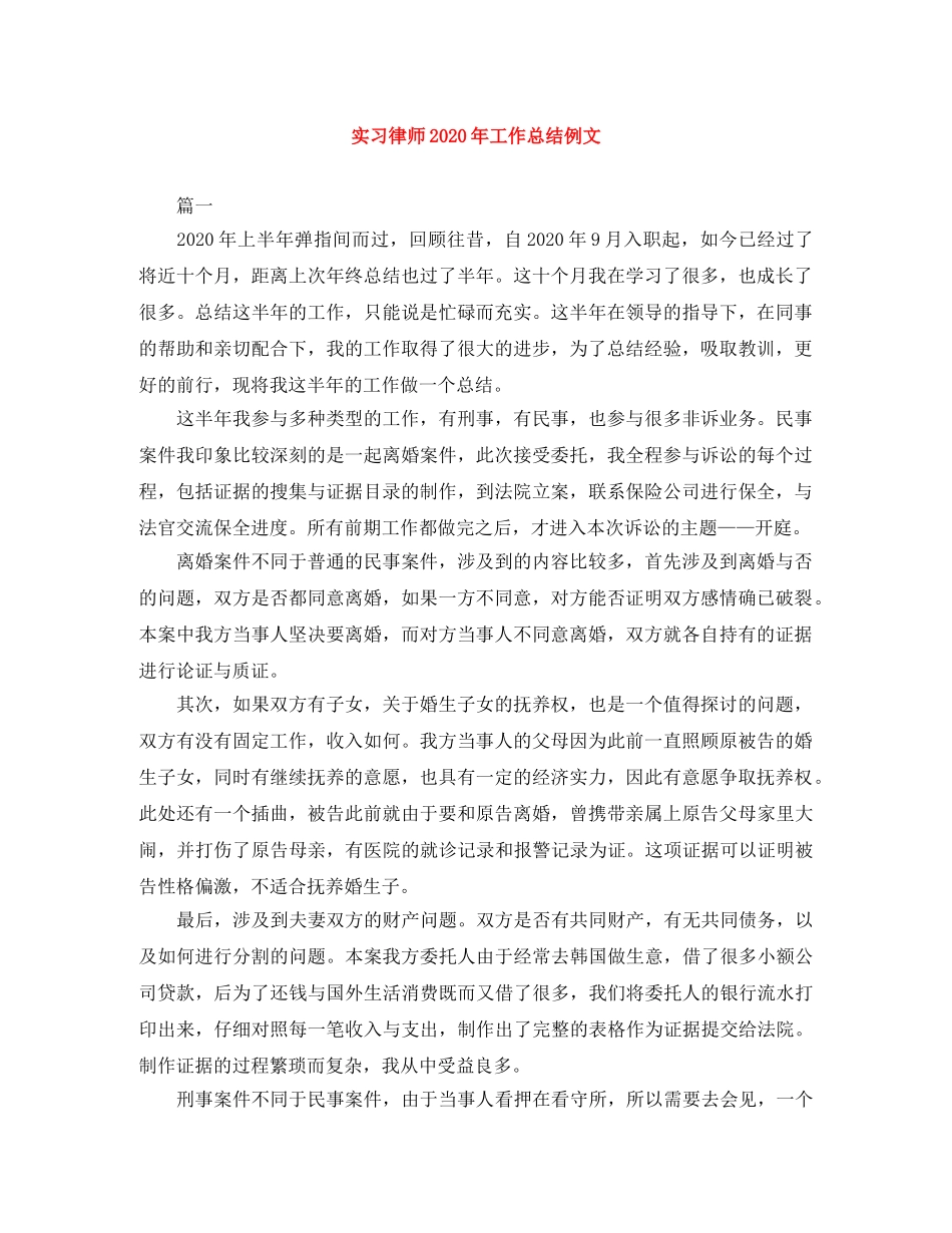 实习律师2020年工作总结例文 _第1页