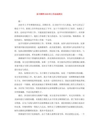 实习律师2020年工作总结例文 