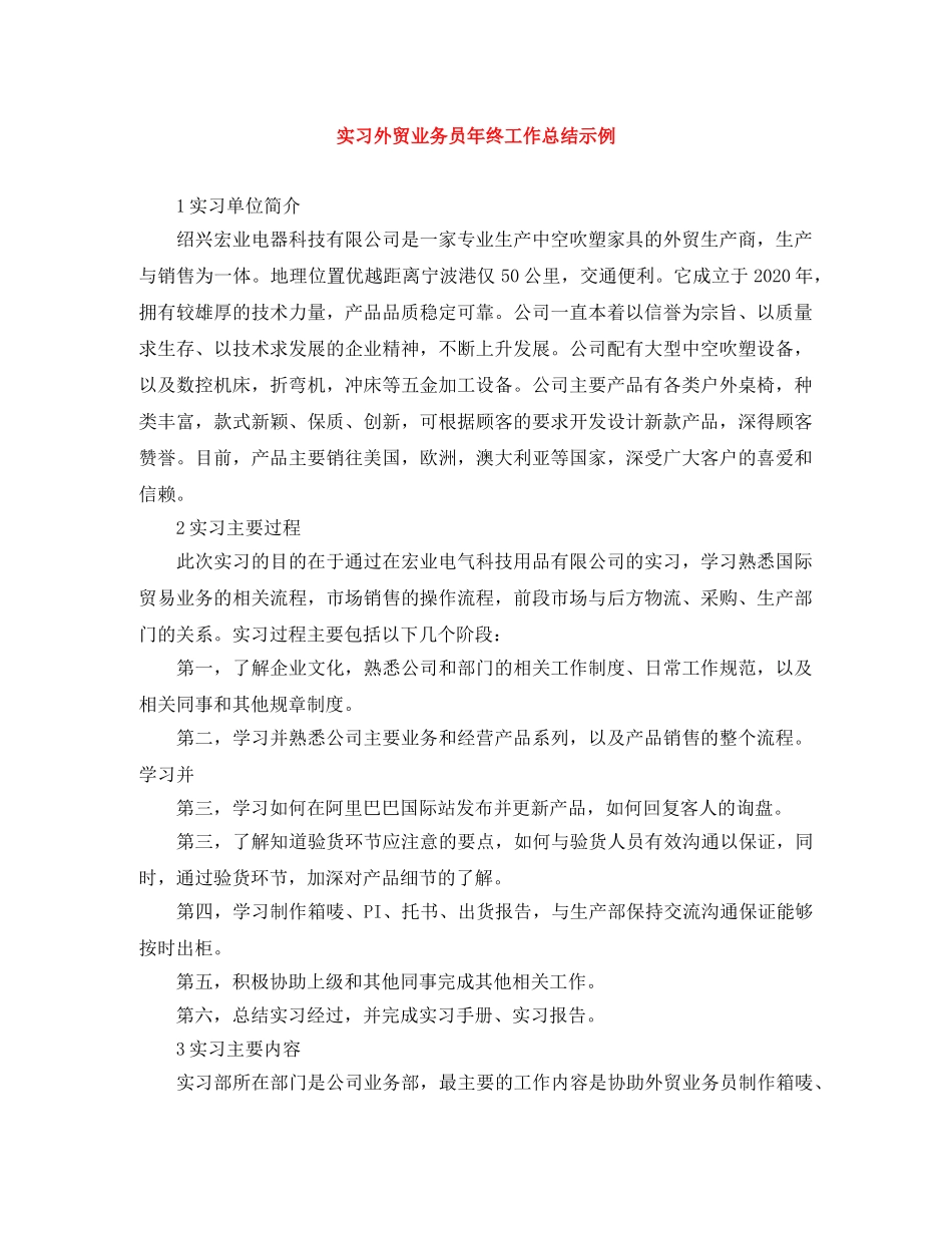 实习外贸业务员年终工作总结示例 _第1页
