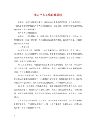 实习个人工作自我总结 