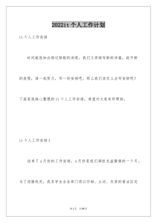 2024it个人工作计划