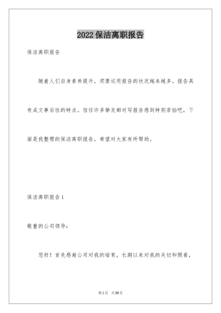 2024保洁离职报告_1